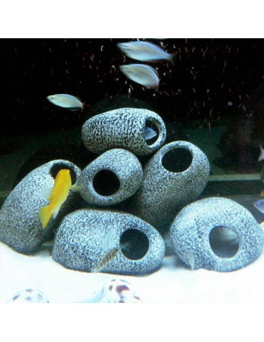 Ornement accessoire aquarium grotte en céramique pour poissons cichlides crevettes 