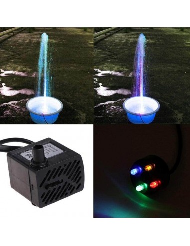 Pompe à eau submersible ultra-silencieuse fontaine avec LED d'aquarium 3W 