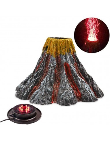 Volcan en résine avec pierre à oxygène bulleur à LED décoration pour aquarium 